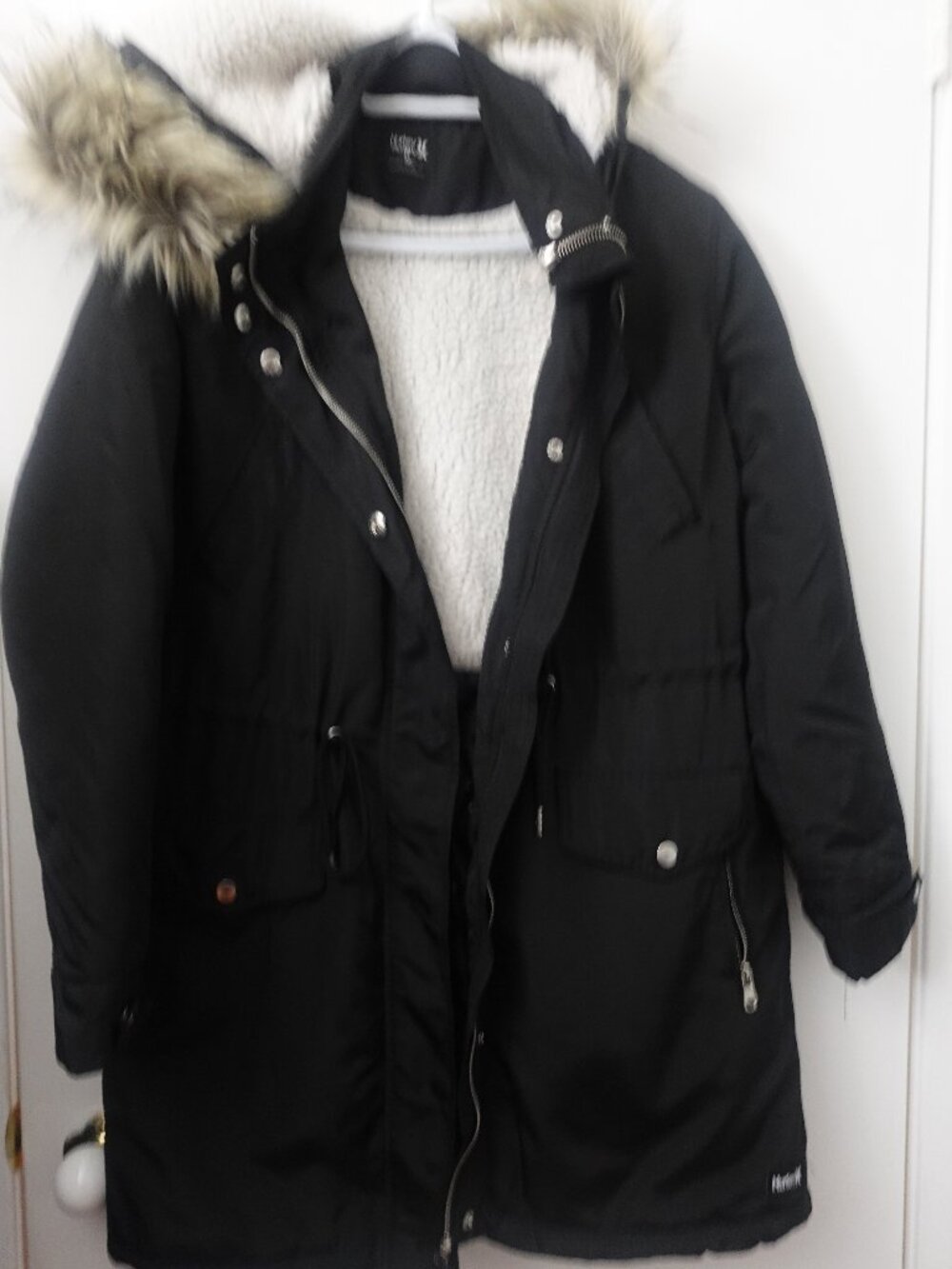 Hurley X Black Mid-Length Winter Parka Coat – Size M